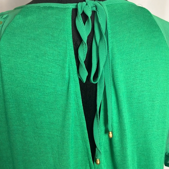 NWOT Leifnotes Kelly green cold shoulder beaded blossom top xs Nordstrom - Picture 6 of 15